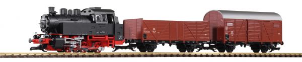 G-S-Set Güterzug BR 80 + zwei Güterwg. + Sound und Dampf DB III / piko 37120